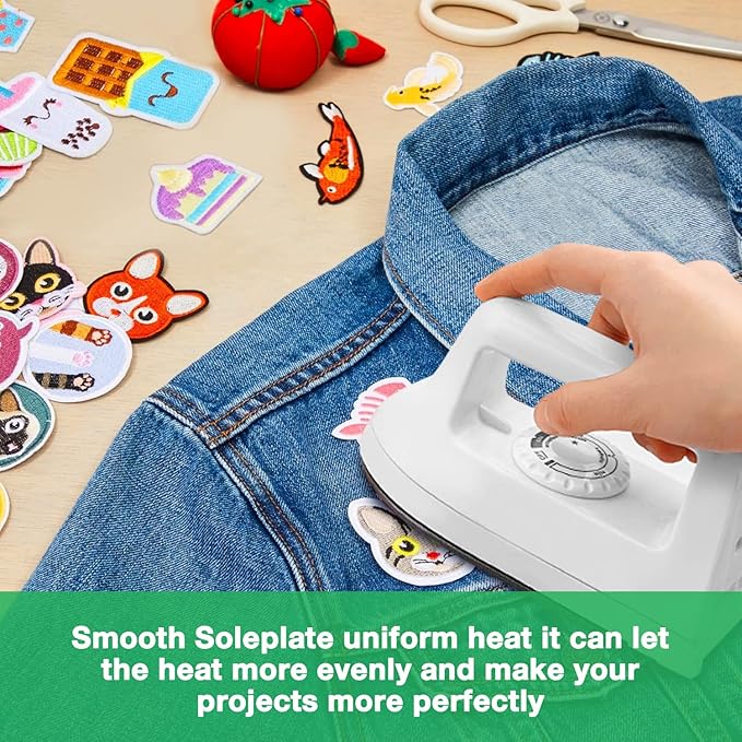 Mini Iron for Crafts and Travel - Electric Heat Press Machine for Quilting and Sewing (White) - 6.49 x 3.74 x 2.6 Inches