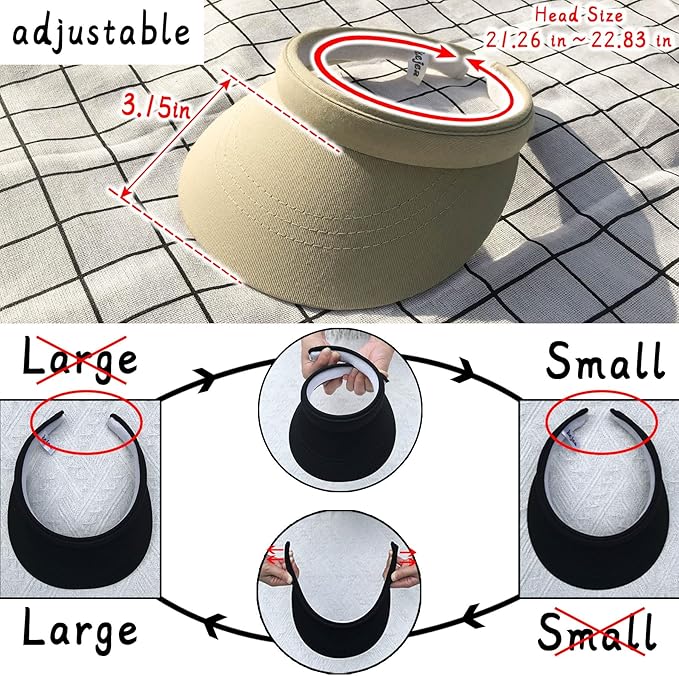 2 Pack Visor Women Men Sun Hat Clip On Visors Adjustable Sport Wide Brim Cap