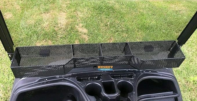 Huskey Golf Cart Front Basket Storage Basket Dash Basket Compatible W/EZGO TXT/RXV,Club Car DS (2000.5+) Precedent/Tempo/Onward,Yamaha G29 Drive2 2007+ One Piece Solid Design & Larger Compartments