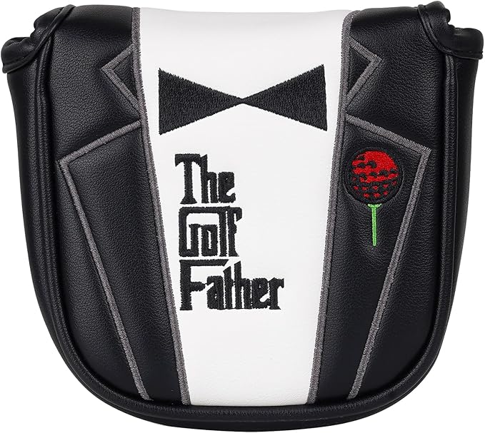 The Golf Father Golf Club Covers, Driver Fairway Hybrid Headcover, Funny Putter Cover Magnetic, Black & White Color Iron Covers,Golf Gifts for Men