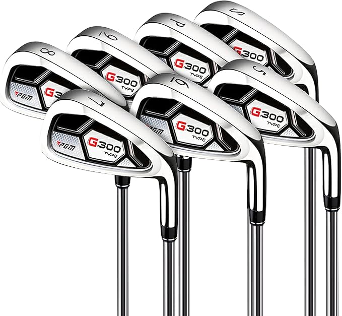 PGM 18 Pieces Men’s Golf Club Set 12pcs Clubs – Titanium #1 Driver, Draw-Biased Hybrid, High-Strength Irons, Forgiving Putter, Stand Bag with 5 Head Covers