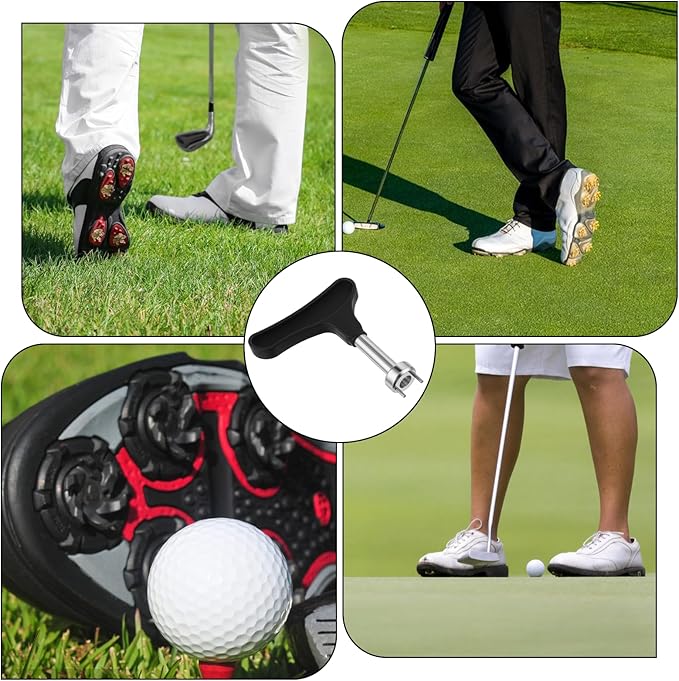 Stainless Steel Golf Shoe Spikes Wrench, Golf Spike Removal Tool, Golfs Ball Spike Replacement Tool with Comfortable Grip