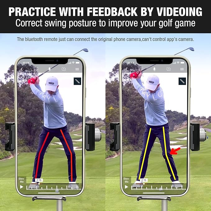 Dprofy Magnetic Golf Phone Holder,Golf Analyzer Accessories with Bluetooth Wireless Remote, Record Golf Swing, Golf Putting Training Aids Works with Alignment Stick and Golf Bag