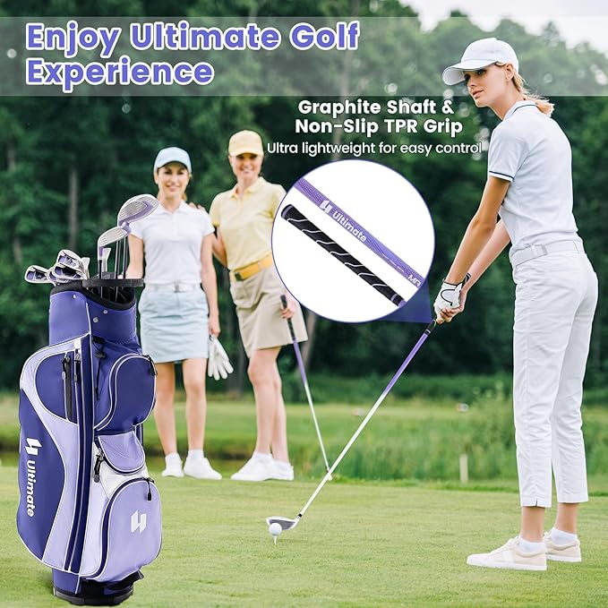 ULTIMATE Women's Complete Golf Club Set, 9/11pcs Right Handed Ladies Golf Clubs Set w/ 460cc Alloy Driver, #3 Fairway Wood, Hybrid, #6/#7/#8/#9/#P Irons & Putter