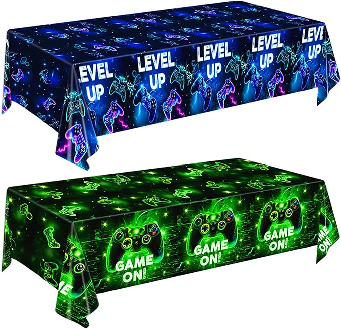 4 PCS Video Game Tablecloth for Boys Girls Kids Player Gaming Birthday Party Decorations, 54 x 108 Inch