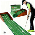 Indoor Golf Putting Green, Putting Mat with Automatic Ball Return - Solid Wood Structure No Humping, Suitable for Home, Office and Outdoor Play - Ideal Golf Gift for Men and Women