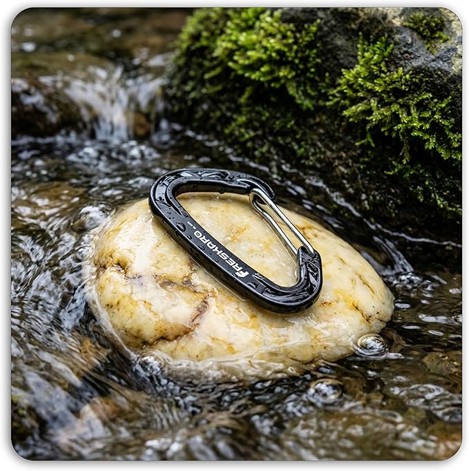 FresKaro 15kN-3372lbs Heavy Duty Wiregate Carabiners, Reliable Time-Tested Stainless Steel Spring Gate, for Camping, Hiking, Hammocks, Backpacking, Dog Leash etc., 3.15inch