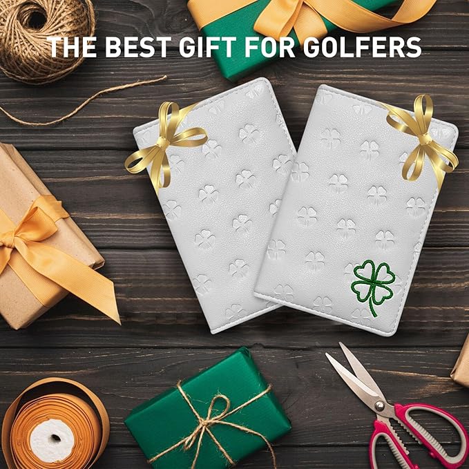FINGER TEN Golf Scorecard Holder with 2 Free Pencils Value Pack, Premium Leather Yardage Books Cover Weatherproof, Lightweight Portable Score Tracking Accessories for Men Women