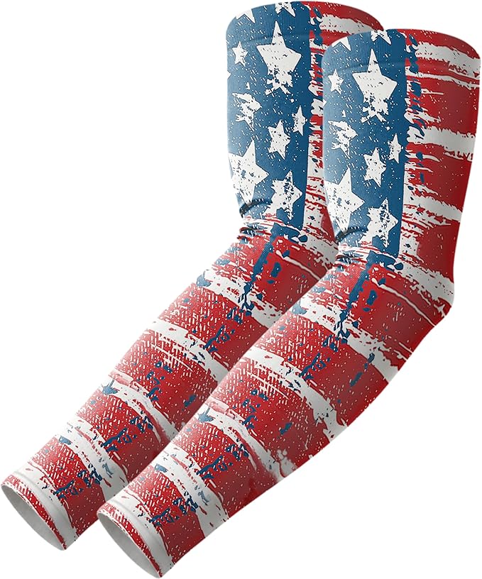 Flag Arm Sleeves, Cooling Sun Protection Compression for Men/Women