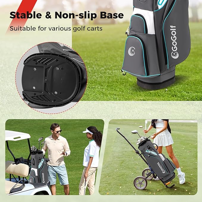Tangkula Golf Cart Bag, Lightweight Golf Bag with 14-Way Divider Top, Portable Golf Club Organizer Bag with Cooler Pocket, Adjustable Shoulder Strap, Rain Hood & Umbrella Holder for Men & Women