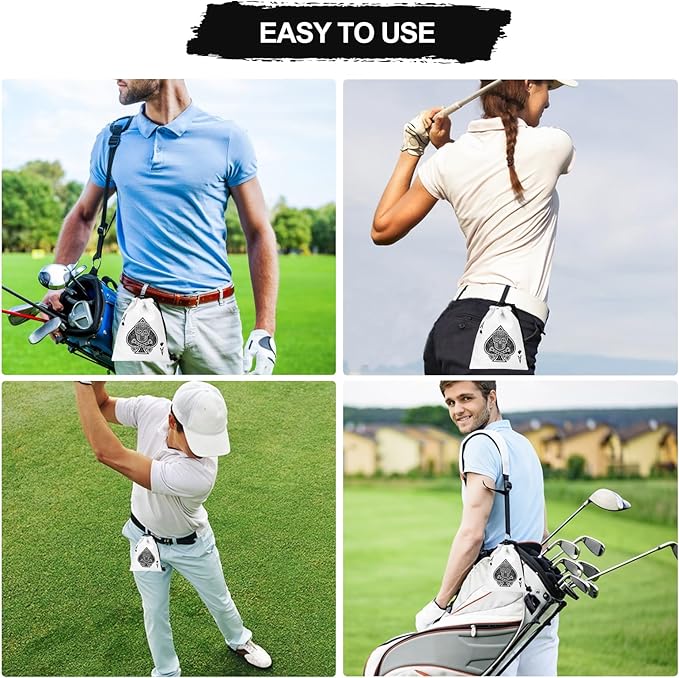 Golf Valuables Pouch, Leather Golf Tee Pouch with Drawstring Closure Golf Ball Handbag Portable Ball Pouch Golf Accessories for Men Women