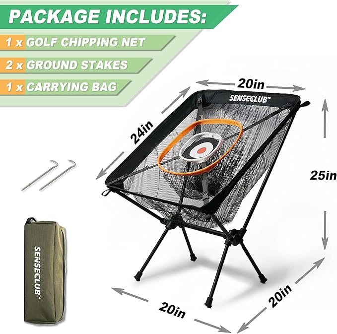Foldable Chipping Net with Mat & Balls, Indoor Golf Practice Chipping Target, Backyard Golf Game & Gifts