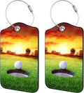 2 Pack Luggage Tags for Suitcase,Golf Ball PU Leather Luggage Tags with Privacy Cover Name Address Labels and Steel Ring,Creative Travel Accessories for Men and Women