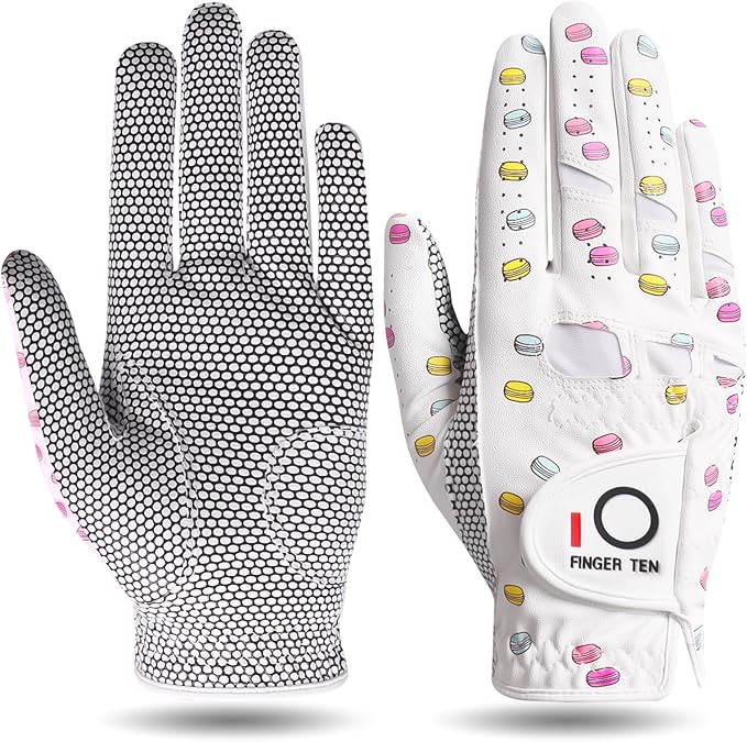 FINGER TEN Non Slip Golf Gloves Women 2 Pack for Left Right Handed Golfers, All Weather Grip & Comfortable Glove for Serious Performance, Fit Size Medium Small Large