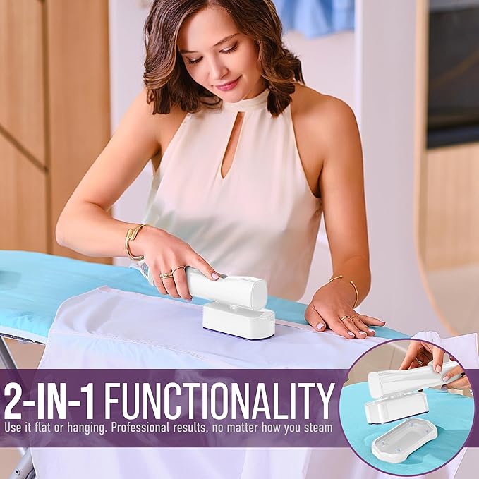 Portable Clothes Steamer & Mini Steam Iron – 1200W Handheld Wrinkle Remover, 4 Modes, 20s Fast Heating, Travel Garment Steamer for Clothing, Bedding & Curtains, Compact Folding Design – White