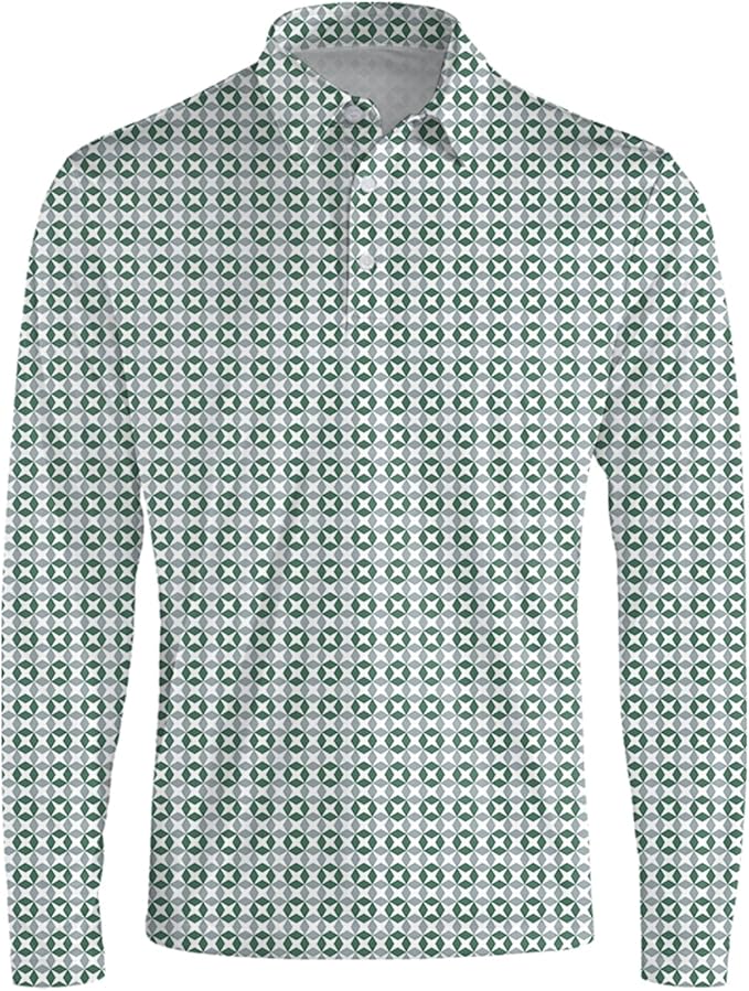 Men's Long Sleeve Golf Shirt Quick Dry 3 Button Work Fishing Outdoor Casual Collar Shirt