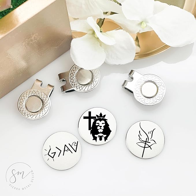 God Golf Ball Markers Set of 3 – Lion Lamb Cross, Runes,Dove and Cross-Golf Ball Markers Valentines Day Christmas Birthday Love Golf FBA-GOD-3-GOLF