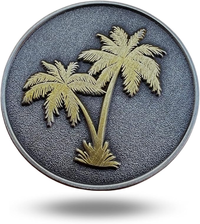 Full Metal Markers Palm Tree Unique Magnetic Metal Golf Ball Marker Accessory with Hat Clip for Men and Women