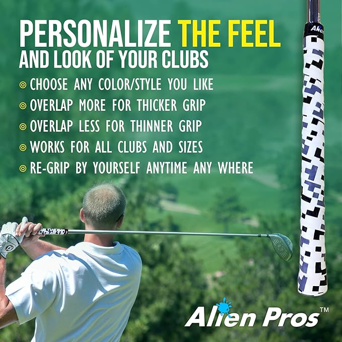 Alien Pros Golf Grip Wrapping Tapes - Innovative Golf Club Grip Solution - Enjoy a Fresh New Grip Feel in Less Than 1 Minute