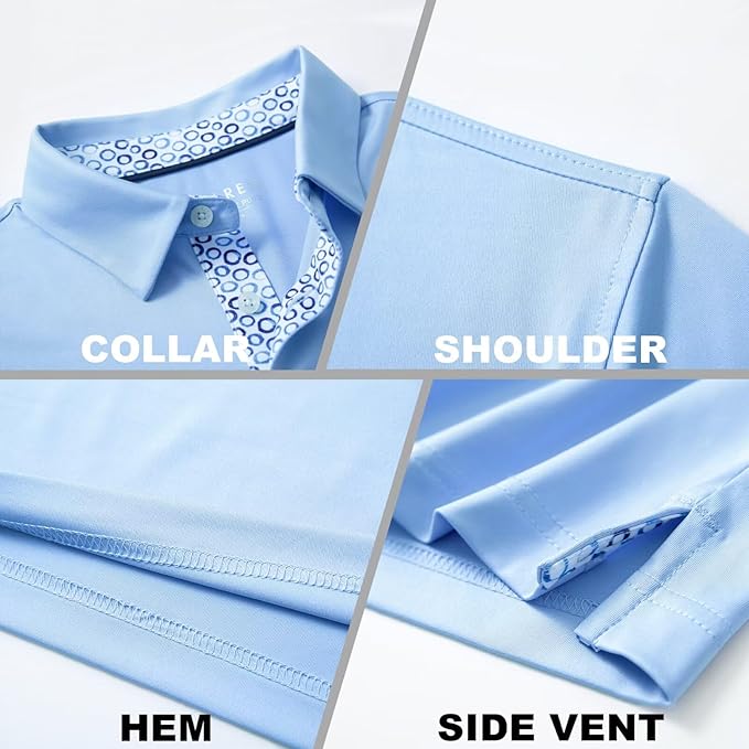 Mens Polo Shirts Short and Long Sleeve Casual Solid Stylish Dry Fit Performance Designed Collared Golf Polo Shirts for Men