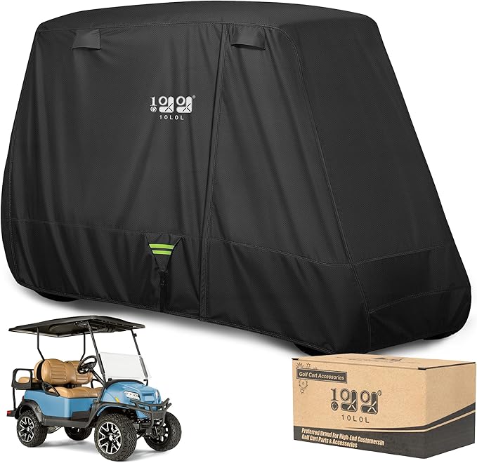 10L0L 2/4/4+2 Passenger Golf Cart Cover Upgrade Extended Roof, 600D Waterproof Snowproof Windproof Sunproof Durable Full Golf Cart Covers for Yamaha,EZGO,Club Car and Other