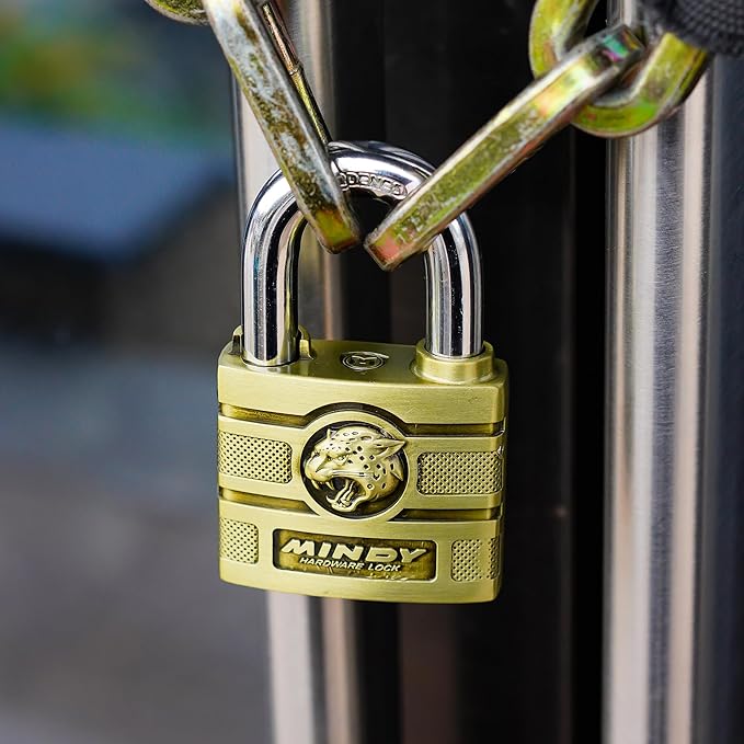 60mm Heavy Duty Waterproof Keyed Padlock with 4 Keys Brass Finish for Fences, Gates, Sheds