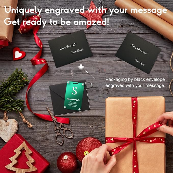 Personalized Luggage Tags: Custom Metal Luggage Tags for Suitcases, Backpacks and Bags with Your Personalized Text (Green)