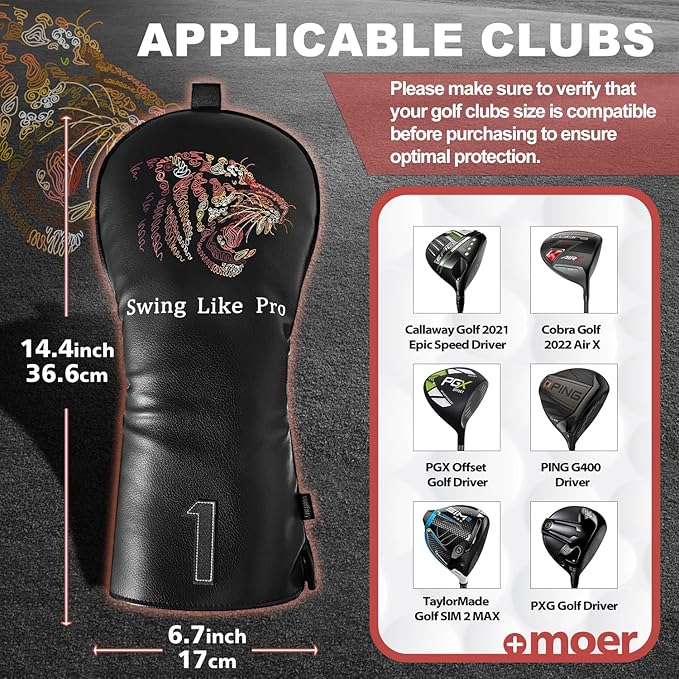 Golf Club Cover for Driver Fairway Wood Hybrid Mallet Putter Cover, Wootfairy Golf Club Headcovers Waterproof Leather White Accessories Compatible with Taylormade Odyssey and More Brand