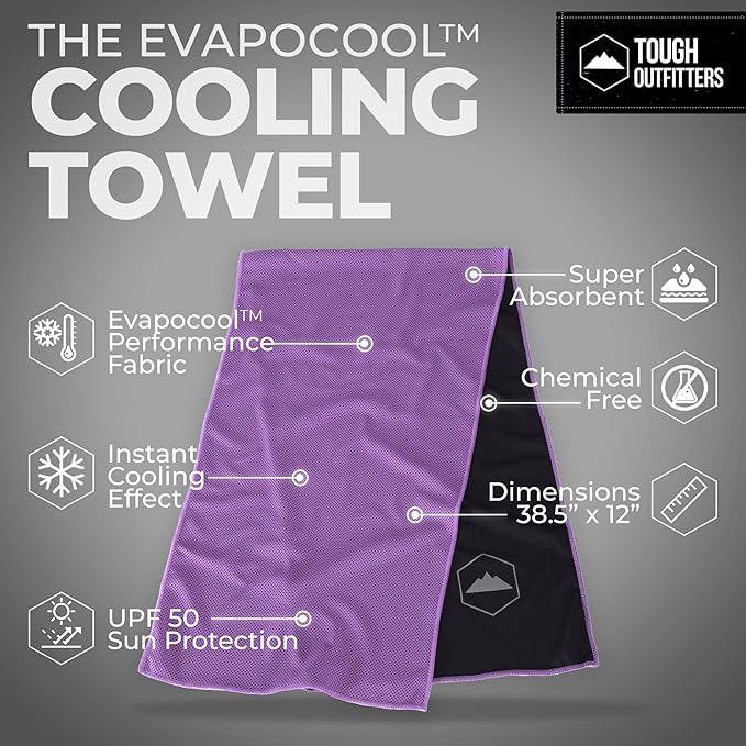 Tough Outdoors Cooling Towels for Neck Face - Neck Cooling Towel for Hot Weather Yoga Sports Golf Sweat - Instant Cold Towel