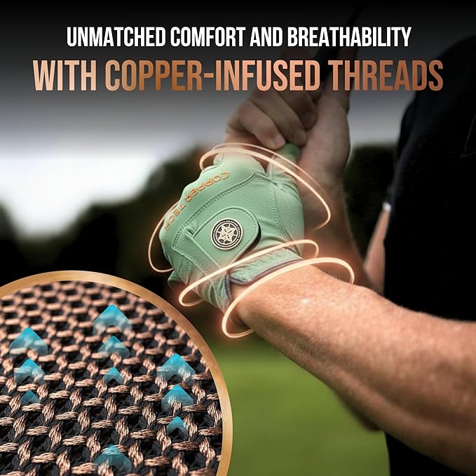 Copper Tech Golf Gloves Men Right Handed Golfer or Left Handed Golfer (2nd Gen) | Copper Compression Joint Support Golf Glove