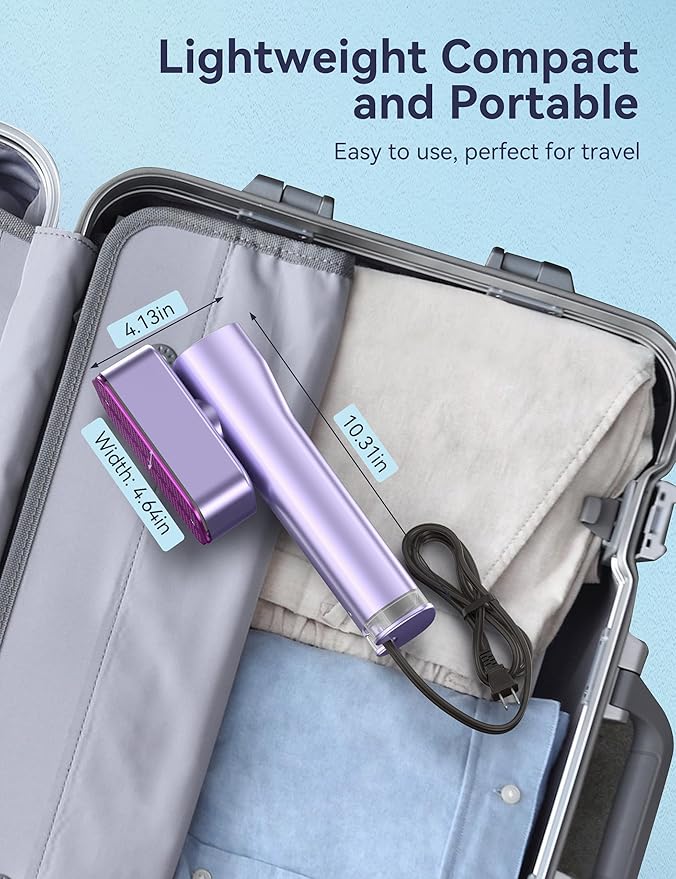Steamer for Clothes,Sundu Portable 2-in-1 Travel Steamer&Iron,15s Fast Heat-up,100ml Water Tank,Ironing Gloves,25 Min Powerful Continuous Steam,1200W&4 Modes Light Steam Iron for Travel&Home(Purple)