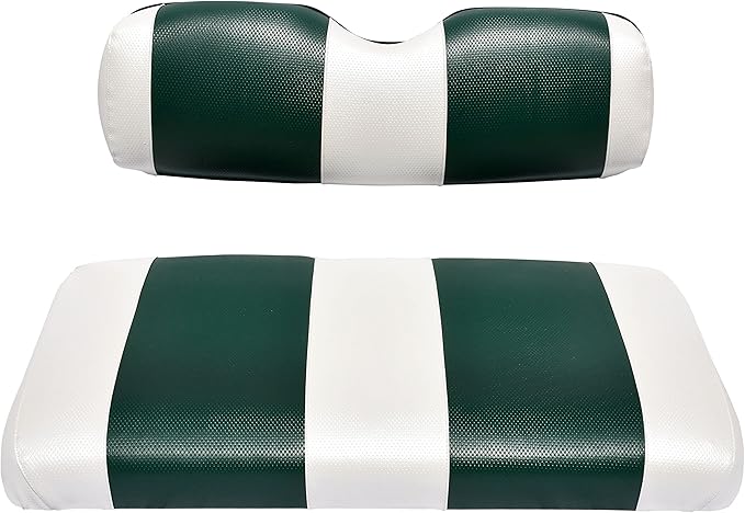 Seat Cover Replacement for Yamaha Drive or G-29 Golf Cart - Front Bench Seat - Premium Marine Vinyl - 5 Panel Stitching - Staple On Installation - Two-Tone Golf Cart Seat Covers (White & Green)