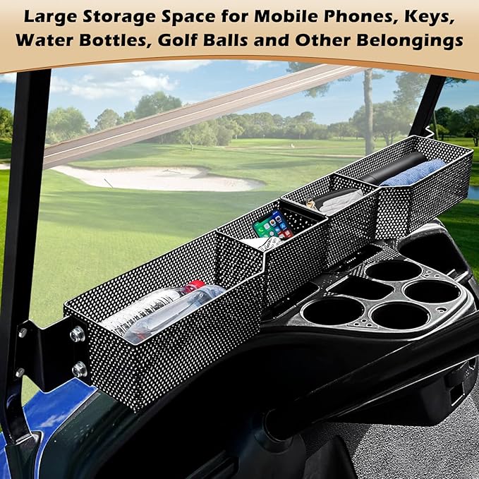 MOSNAI Golf Cart Front Inner Basket Dash Storage/Tray Organizer, Golf Cart Inner Storage Utility and Durable Basket