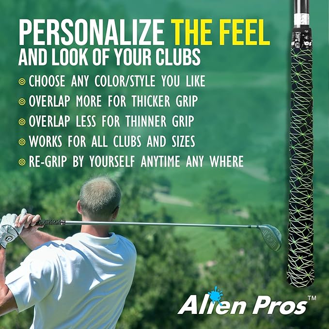 Alien Pros Golf Grip Wrapping Tapes - Innovative Golf Club Grip Solution - Enjoy a Fresh New Grip Feel in Less Than 1 Minute