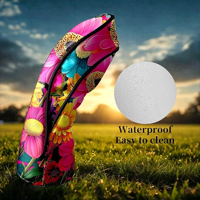 Golf Head Covers Leather Driver Headcover, Premium Golf Club Covers with Anti-Scratch Lining 1/3/5 Wood Head Covers for Golf Clubs for Women Men
