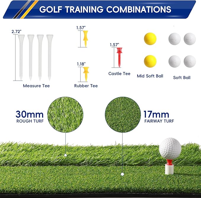 GCCSJ Golf Net, Practice Net,10 x 7ft Heavy Duty Golf Practice Net with Chipping Practice Net, Training Net for Backyard Driving Chipping Indoor Outdoor Training