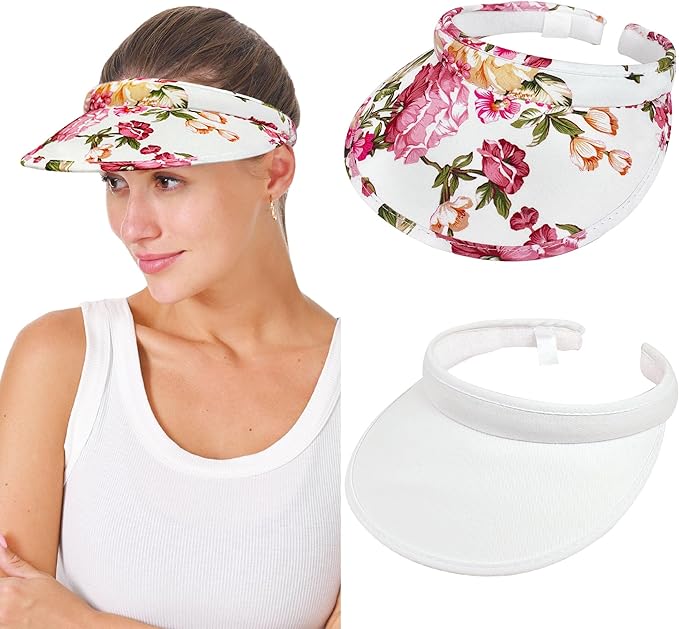 2 Pack Sun Visor Hats Women Men Clip On Wide Brim Visors Hat Outdoor Sports Golf Beach Travel Tennis Caps