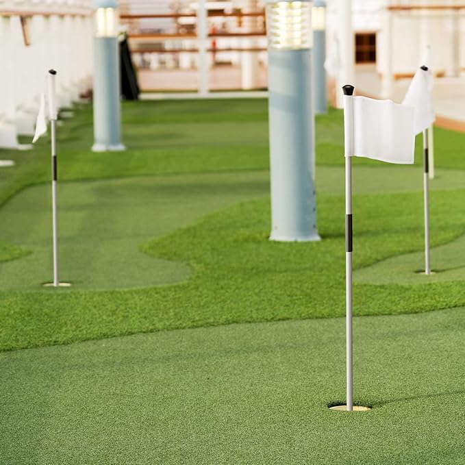 Pelopy Set of 3 Golf Flagsticks Golf Putting Green Flagstick Flag Stick for Yard Portable Fiberglass 2-Section for Chipping Greens Practice Course Backyard Indoor Outdoors, 2.4 Feet