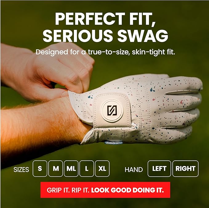 Premium Golf Glove | 100% AAA Cabretta Leather | Cool Golf Gloves Men | Serious Feel & Performance | Mens Golf Gloves Left Hand
