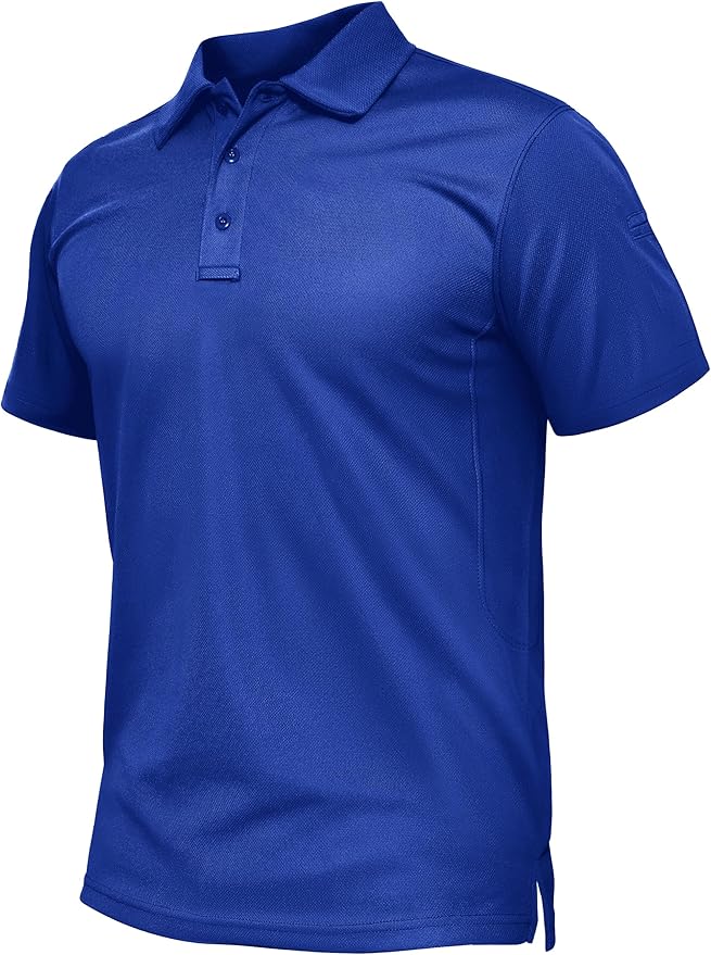 TACVASEN Mens Polo Shirt Short Sleeve Tactical Performance Collared Work Golf Shirts Dry Fit Pique Polos for Summer