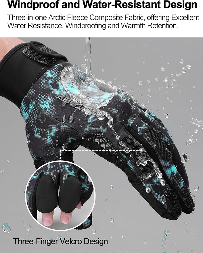 KUTOOK Winter Fishing Gloves for Men& Women Waterproof Glove Cold Weather Hunting Photography Shooting Hiking