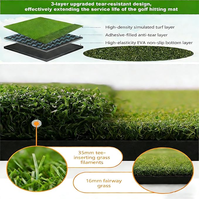 Fanshaw Premium Dual-Turf Golf Mat: 5x4ft 40MM-50MM Thickened for Backyard, Driving Range, Indoor & Outdoor Practice Hitting, Swing & Chipping, Ideal Gifts for Men Dad
