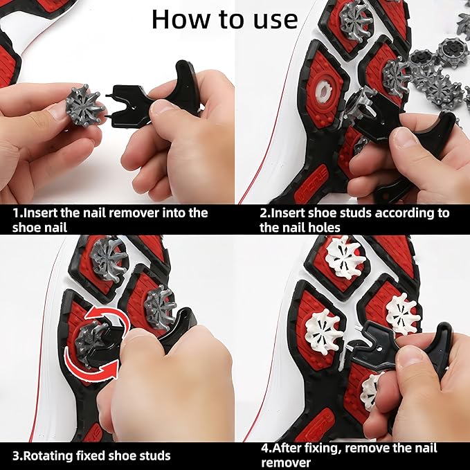 30Pcs Golf Spikes Golf Shoe Spikes Replacements with 1 Cleats Spanner,Footjoy Spikes Replacement Golf Cleats for Any Shoe,for Cricket Shoe Player