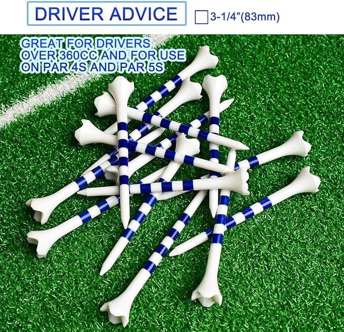 Golf Tees3 1/4" -100 Pack, Plastic Golf tees 3 1/4 inch 4-Prong Long Plastic Tees – Reduce Friction&Side Spin,Enhanced Durability & Stability,Also able to Work with a Variety of Drivers, hybrids.