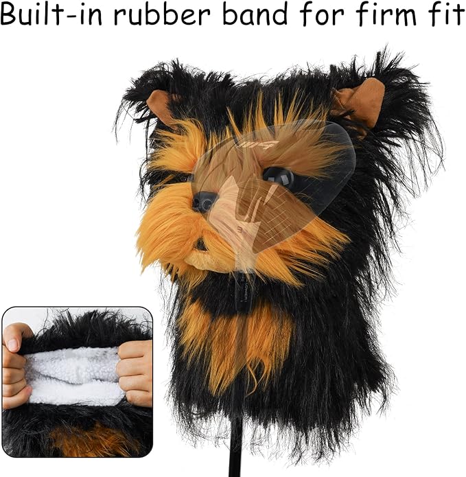 Craftsman Golf Golden Retriever Yorkshire Terrier Bernese Mountain Dog Border Collie Soft Cute Soft Plush Animal Driver Wood Headcover Head Cover Travel Protector Gifts for Men Women