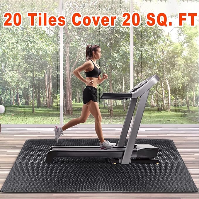 Kangler 20 pcs Gym Mats Set - EVA Foam Puzzle Floor Mats, High-Density Interlocking Foam Floor Tiles Home Workout Exercise Mats for Play-Room Garage Pool Treadmill Garage Kitchen Flooring