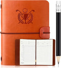 Yexiya Golf Scorecard Book with Pencil Leather Golf Journal Scorecard Holder Accessories Notebook Log Book Pocket Scorebook Gifts for Men Golfers, Sports and Outdoor Club Accessories