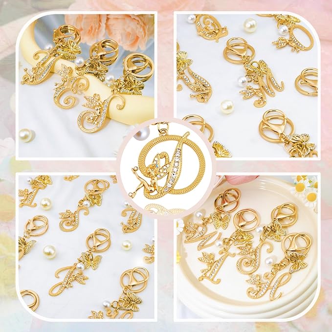 Initial Keychain Bag Charm Women Purse Charms for Handbags Accessories Charm for Wallet Butterfly Pendant for Girls