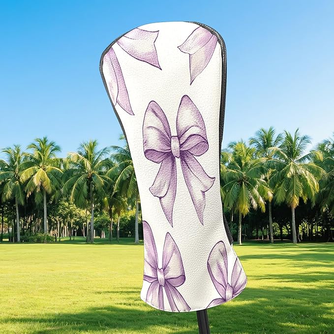 Golf Club Covers PU Leather Waterproof Golf Club Head Covers for Fairway Woods and Driver White Fishbone Pattern Driver Cover Suitable for Most Brands