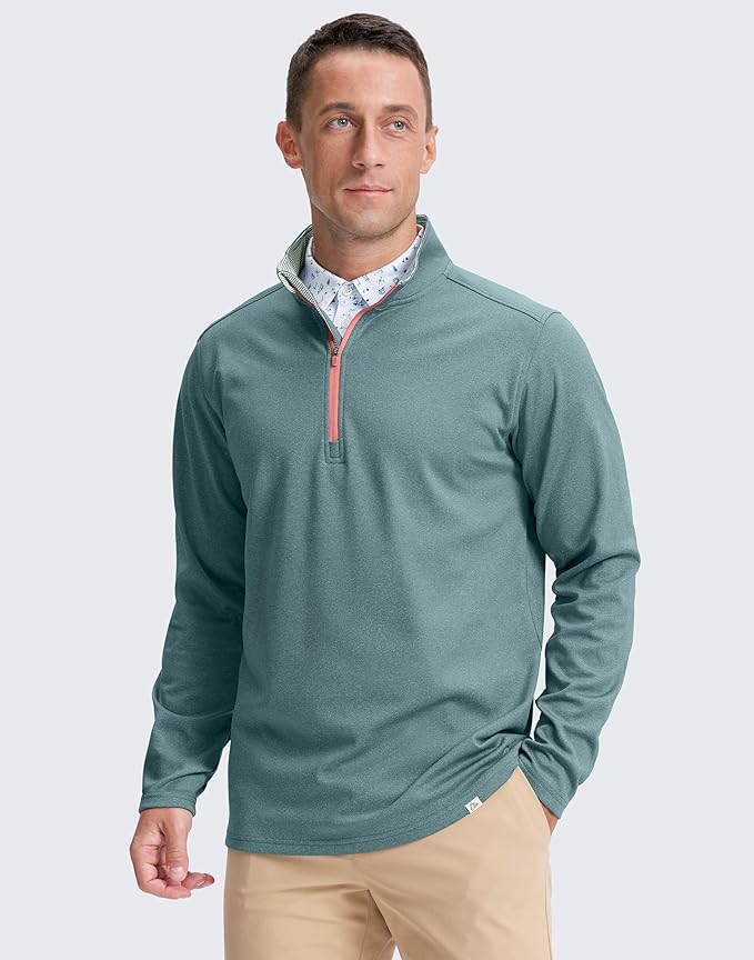 Obla Golf Quarter Zip Pullover Men Fleece Mock Neck Sweatshirt Winter Warm 1/4 Zip Long Sleeve Golf Shirt